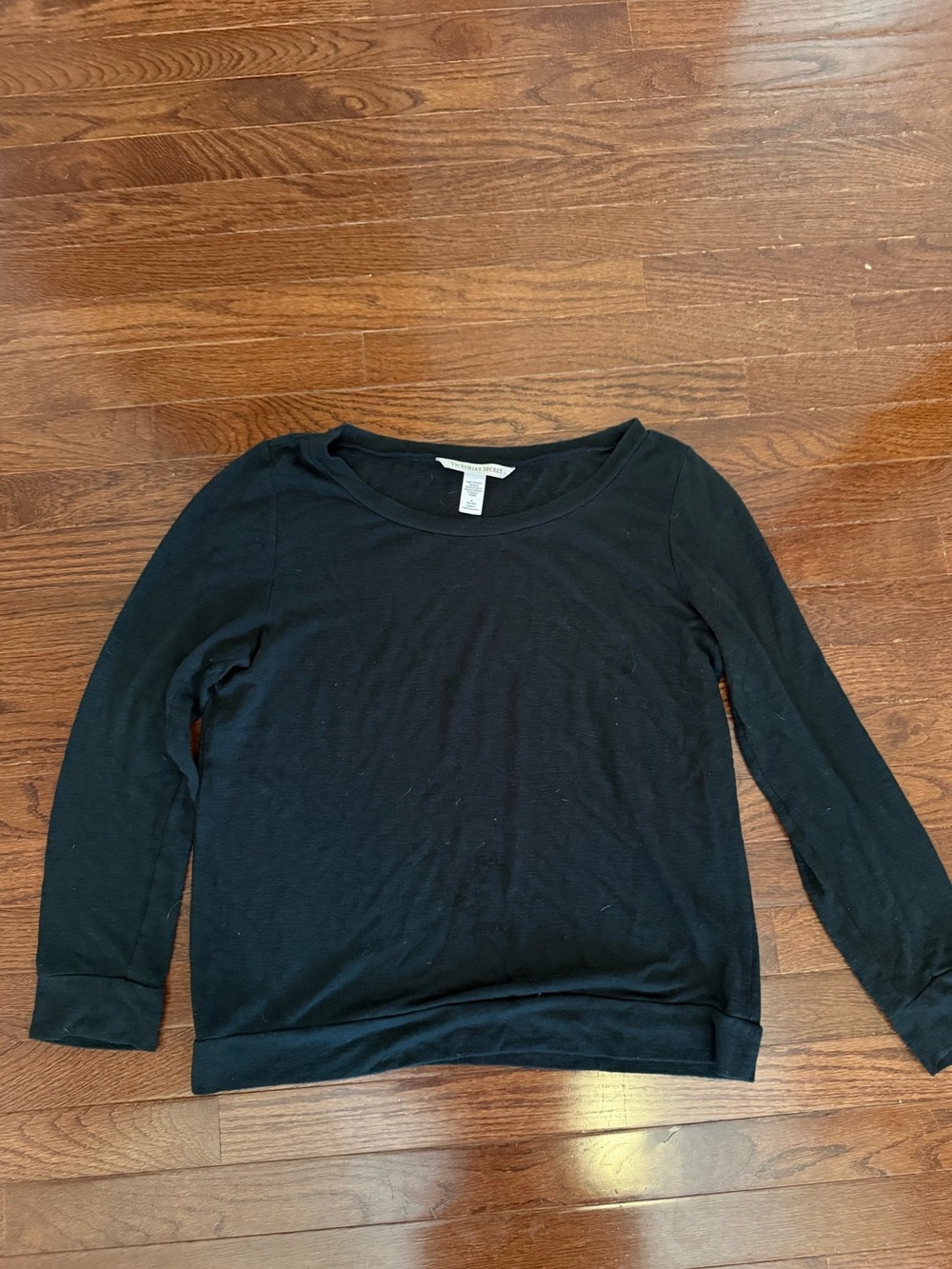 Victoria's Secret Black Scoop Neck Long-Sleeve Top